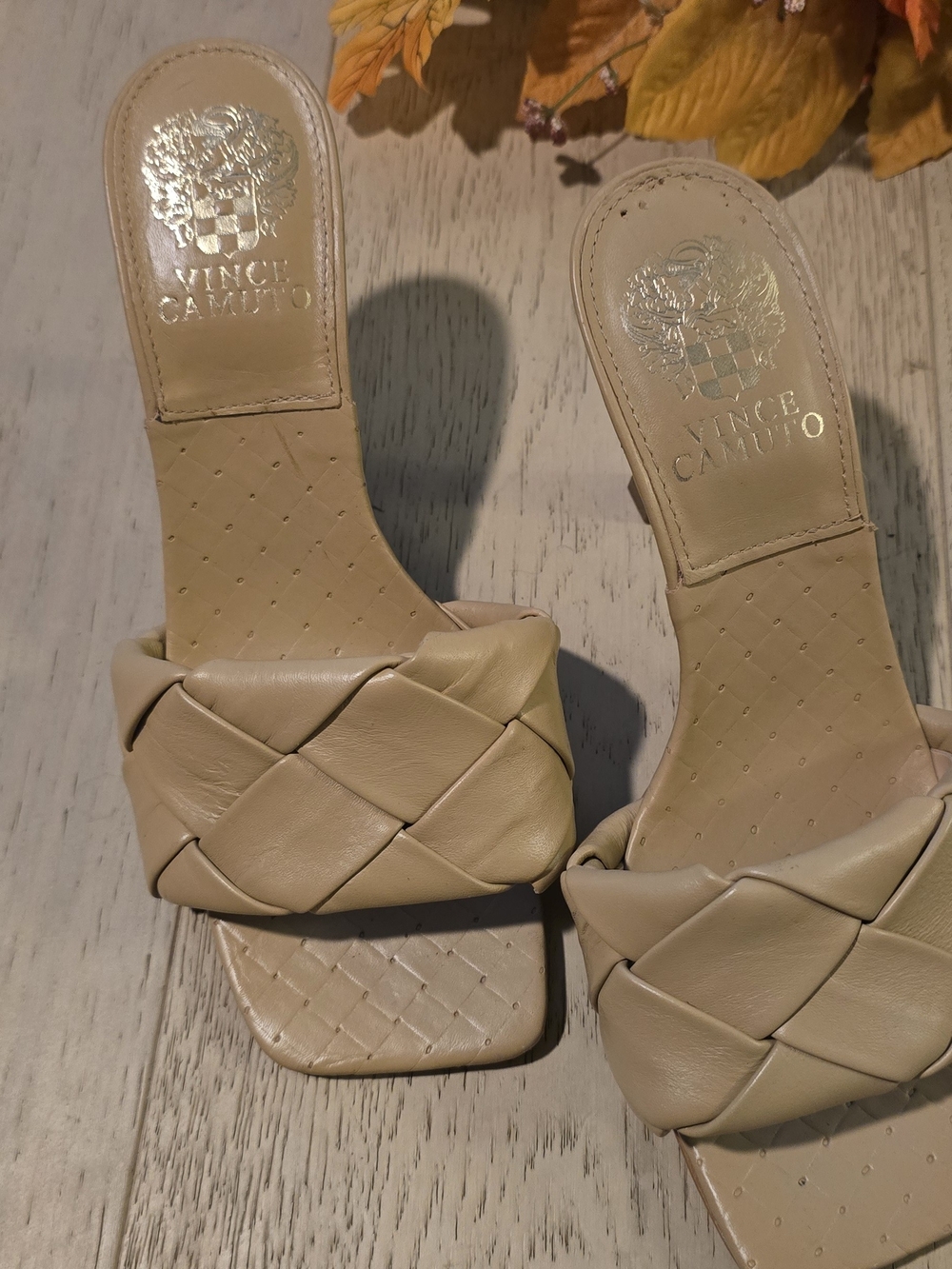 Vince Camuto Beige Braided Slide Mules